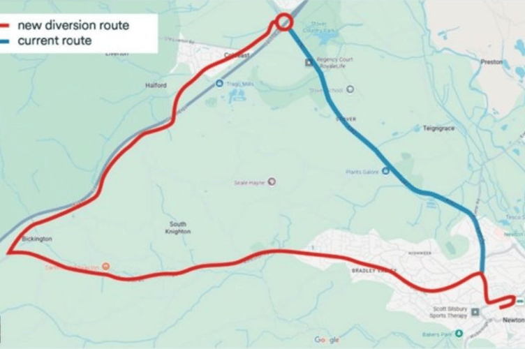 The new, diverted route 