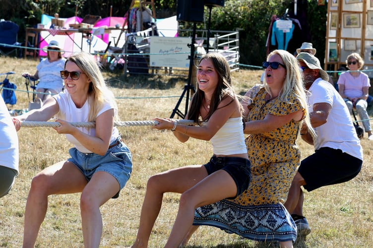 Pulling power - one of the teams in the tug-of-war contest