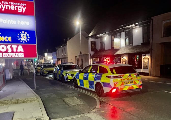 Police on East Street in Newton Abbot tonight