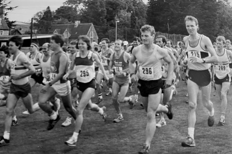 And they're off! Runners at the start of the Bovey Tracey Half Marathon from June 1986