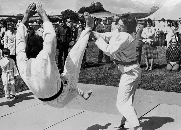 Taking a fall during a judo demonstration at Broadhempston Village Fete in June 1986