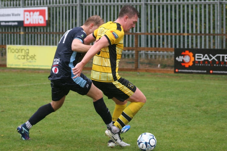 Buckland goalscorer Ryan Bush on the ball