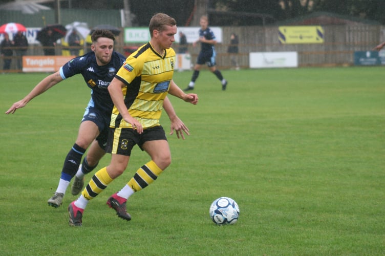 Buckland Athletic fullback Jake Lane on the ball