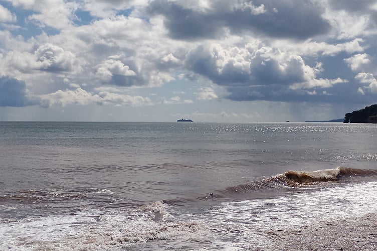 Cruise ship Arcadia off the coast of Dawlish. Photo Noreen Goodchild