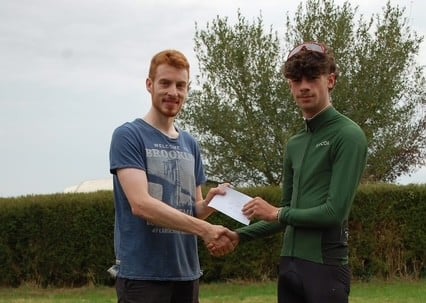 Edward Farile-Whysall receives his prize