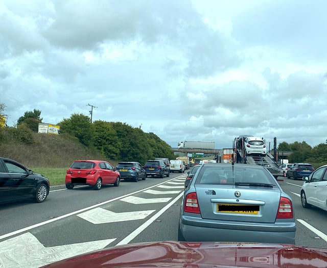 Lorry fire blocks A38 as traffic slows eastbound 
