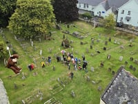 Teddies take leap of faith from church tower