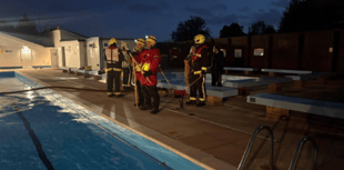 Fire station's daring rescue drill at local swimming pool 