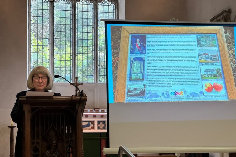 Jenny Ridd from Bishopsteignton Heritage speaking at St John's Church.