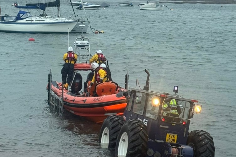 Volunteer crew from Teignmouth RNLI launched after concerns were raised about a swimmer