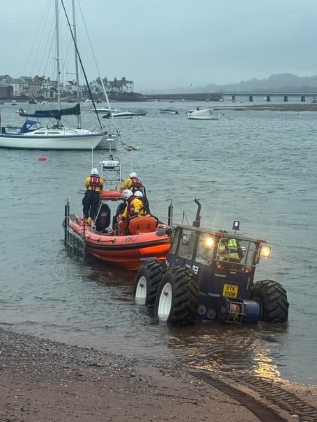 Volunteer crew from Teignmouth RNLI launched after concerns were raised about a swimmer