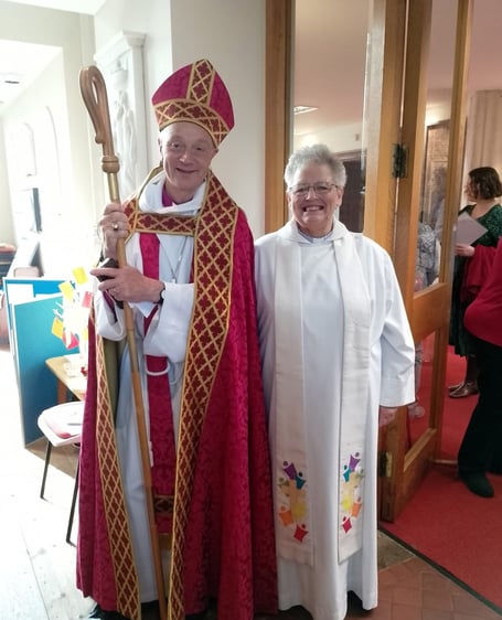 Bishop of Exeter Mike Harrison with Revd Linda Cronin at the Celebration Service to mark 200 years of St Gregory's Church, Dawlish. Photo Noreen Goodchild