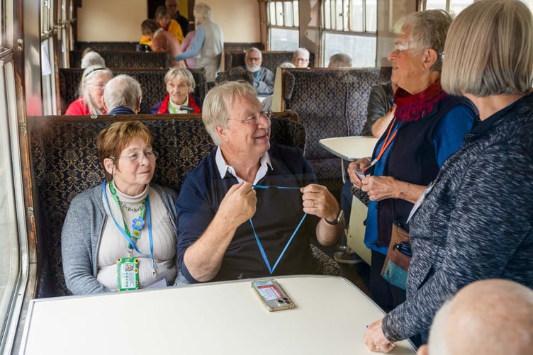 Bob and Rae celebrated the second anniversary of the steam train Buckfastleigh Memory Cafe on September 16
