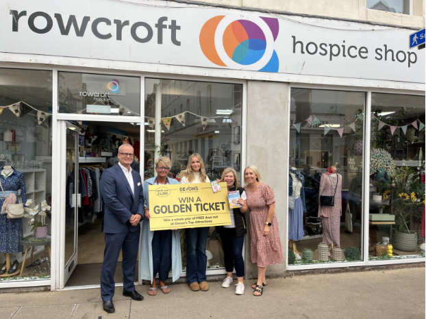 Mark Hawkins CEO Rowcroft Hospice, Share Gale Newton Abbot Store Manager, Imogen Earp - Winner, Anne Blackham Devon’s Top Attractions and Justine Gelard – Project Manager for Rowcroft.