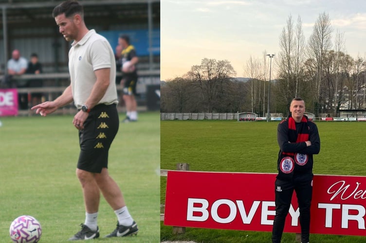 Buckland manager Matt Cusack and Bovey boss Ben Gerring