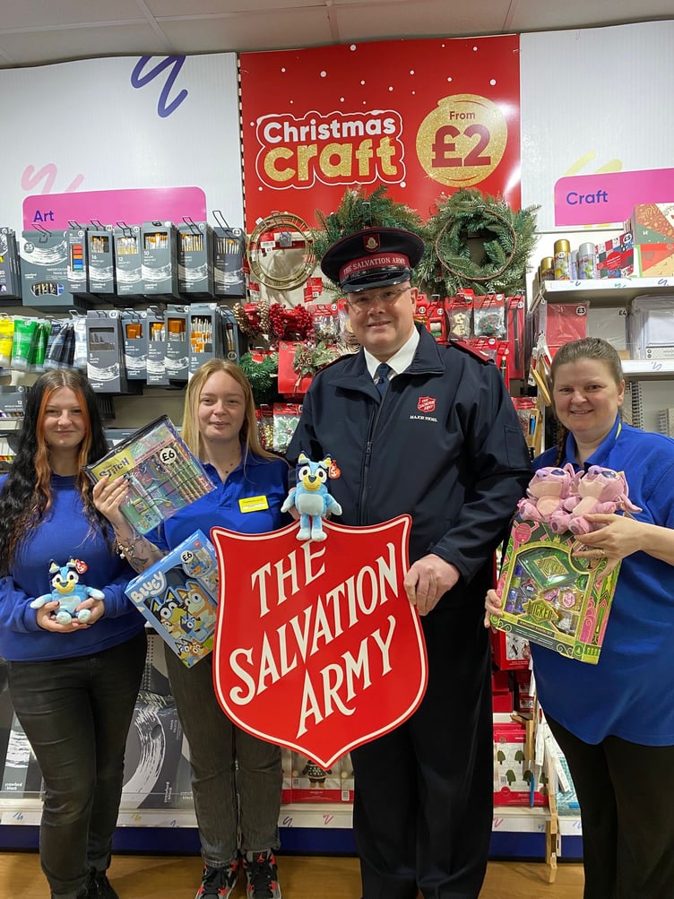 Major Nigel Byrne launching this year's Salvation Army Toy Appeal at The Works in Newton Abbot