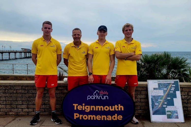 Safety first - lifeguards were among many participants in the seaside-themed seventh anniversary Teignmouth Promenade parkrun.
