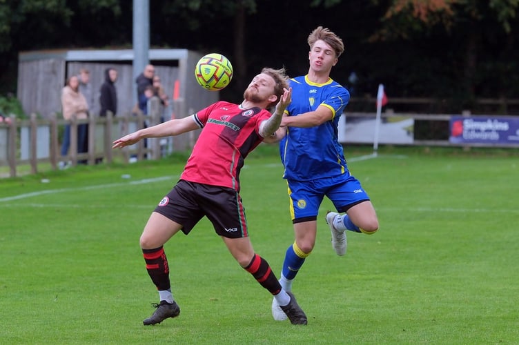 Football. South West Peninsula Premier East. Bovey Tracey versus Okehampton Argyle. A 4-0 win for Bovey Photo: Alan Craig