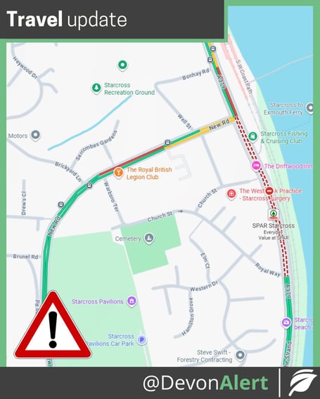Starcross traffic diversion. Photo Devon County Council 