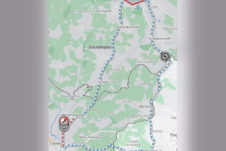 Closure of A381: Official diversion route