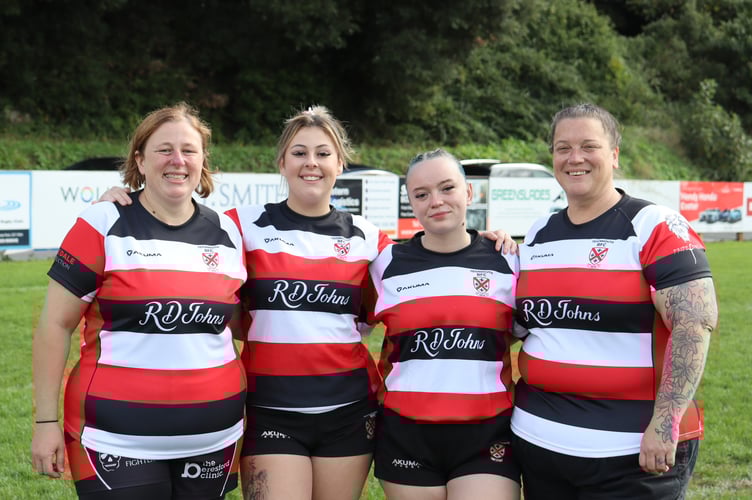 Keeping it in the family: two mother and daughter duos were in the Teignmouth Ladies side that played against Wellington Vixens on Sunday (October 5). L-R Jane McLellan, Jacqueline McLellan, Tillie Jones and Laura Hallet. (Photo: Lorna Gray)