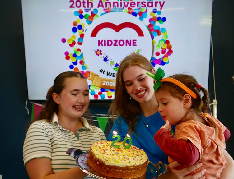 Hannah McDonald, Jennifer Knight and Anaya Rose celebrating 20 years of Kidzone at Westbank (photo Sharon Goble)