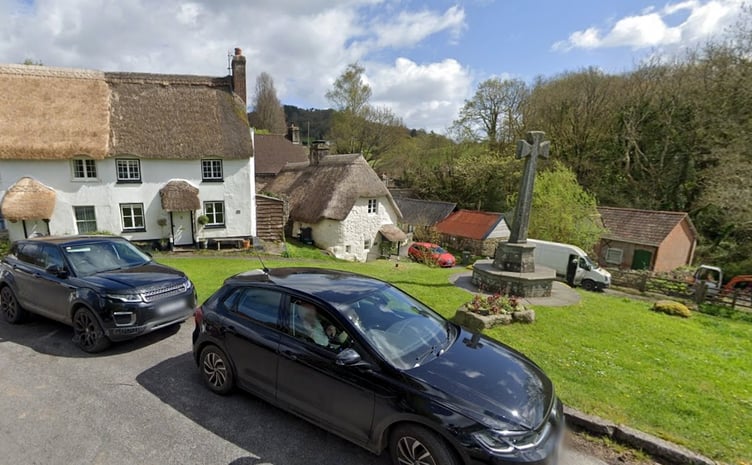 Lustleigh village green granite cross