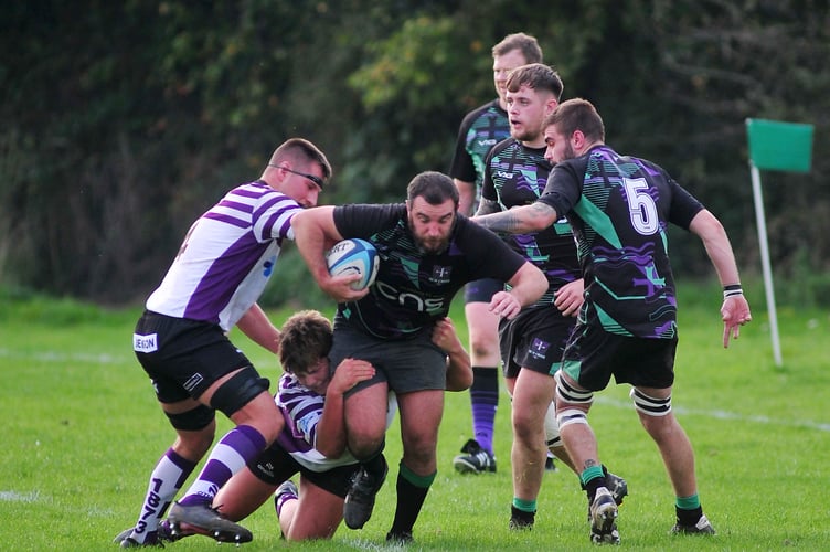 Rugby. Counties 3 Tribute Ale Devon North & East SW Division. New Cross versus Exmouth 2nd XV. Not a good day for New Cross who went down 17-50 to The Cockles' second team