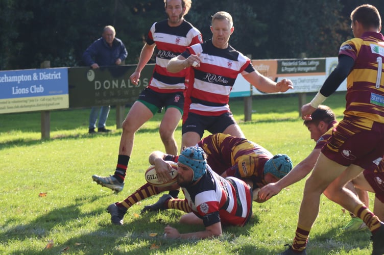 Dom Twine's try against Okehampton