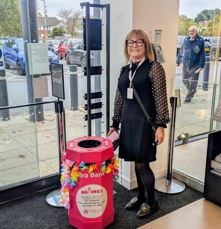 Breast cancer survivor Sue Danks hopes the bra recycling bin in Next will raise money and awareness for Against Breast Cancer.