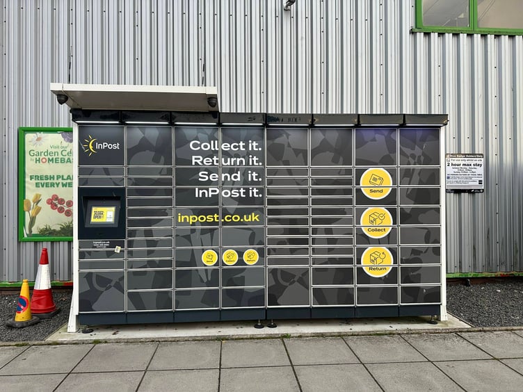 Parcel lockers at The Range in Newton Abbot. Photo LDRS