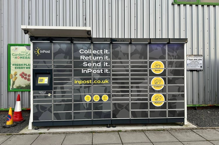 Parcel lockers at The Range in Newton Abbot. Photo LDRS