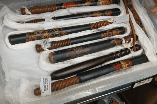 Hand painted truncheons from the museum collection