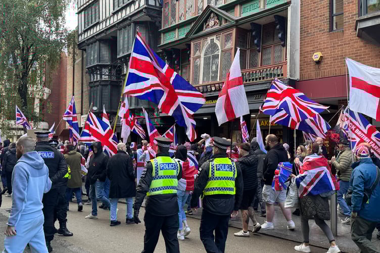 During the British Unity Walk in Exeter High Street.  AQ 6444
