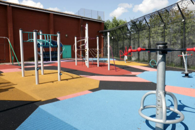 The outdoor play area at the Atkinson children's home