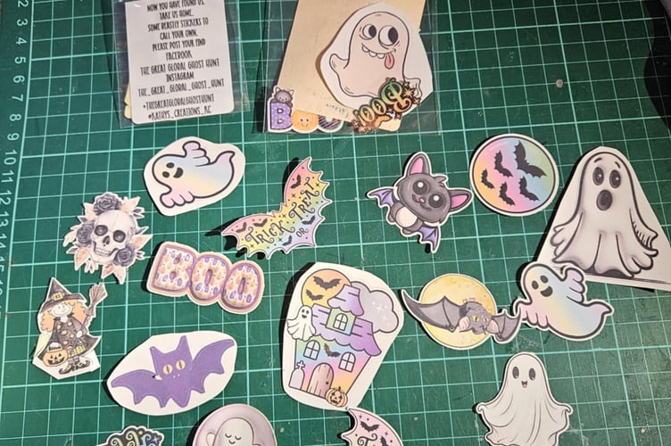 Karen O'Neill has handcrafted all the stickers she has hidden around Abbotskerswell as part of The Great Global Ghost Hunt.