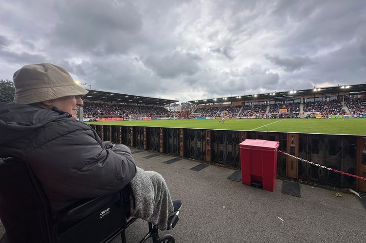 Bob Rackley gets a pitch side view of the Exeter City game. 