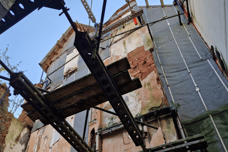 Inside the fire-gutted Royal Clarence Hotel in Exeter