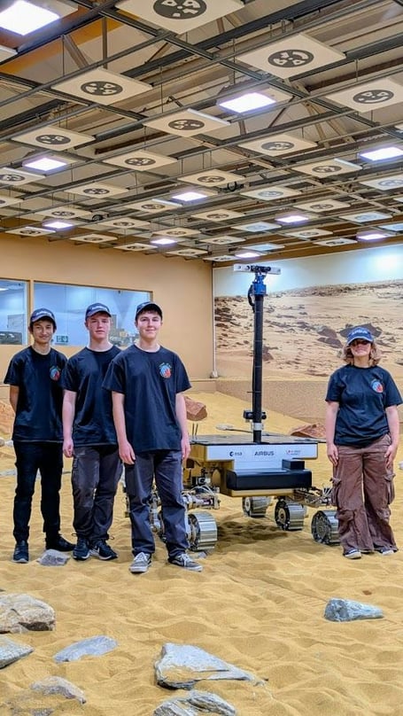 TCS Rocket Club champions Team Star-Ling visit the Mars Yard at the Airbus Defence and Space headquarters in Stevenage.