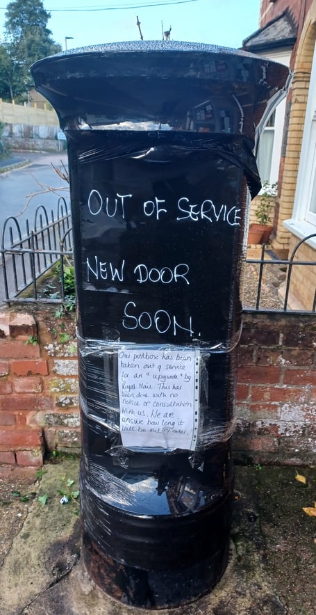 The postbox in Exminster. Photo Exminster Post Office 