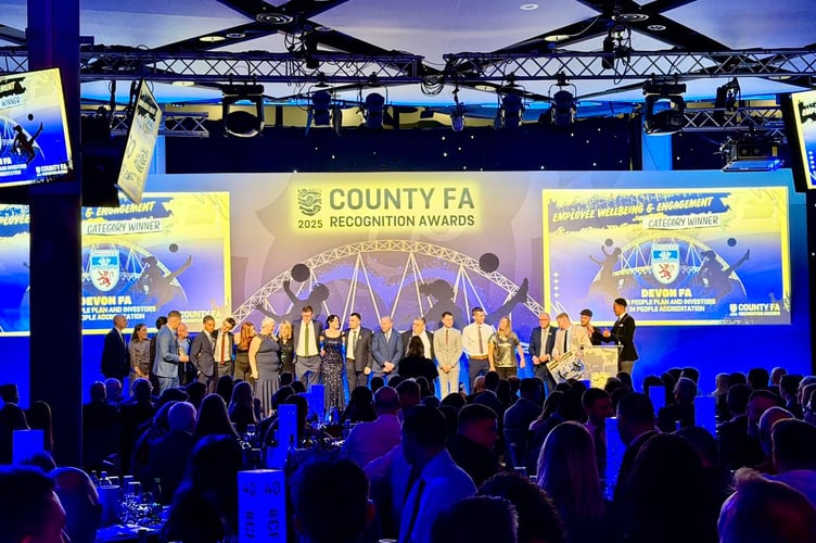 The Devon FA celebrates winning the Employee Wellbeing and Engagement Award at the County FA Recognition Awards