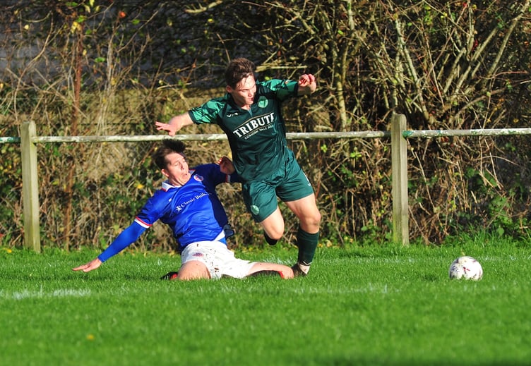 South Devon Football League Premiere Division. Buckfastleigh Rangers versus Plymouth True Blues. A 2-7 home defeat for Rangers at the Duckspond