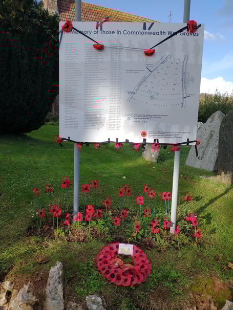 Volunteers with Friends of Teignmouth Cemetery mark Remembrance Day with a tribute of hand-crafted poppies.