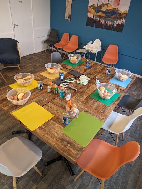 Preparations for Slow Cooker Saturdays at the Courtenay Centre, Newton Abbot 