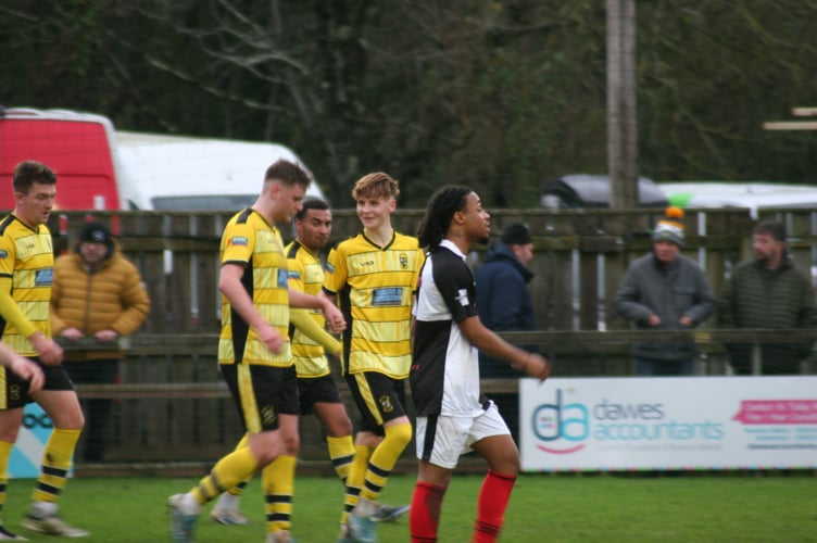 Buckland goalscorers against Shepton Mallet Simmonds and McCue