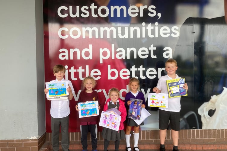 Winners of the Kingsteignton Tesco colouring competition. 