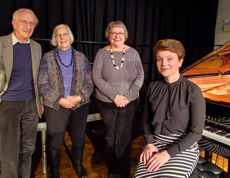 Clare Hammond after her performance for NADSA concerts with John Pike, Penelope Holland and Svetlana Pike representing sponsor The C and M Pike Trust