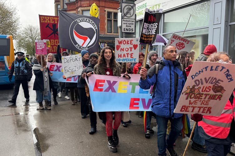 Members of the Exeter is for Everyone group during their march. AQ 8657