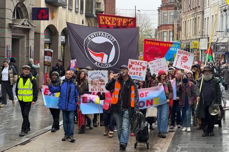 About 800 of the 1,000 protestors were estimated to be part of the Exeter is for Everyone group. AQ 8670