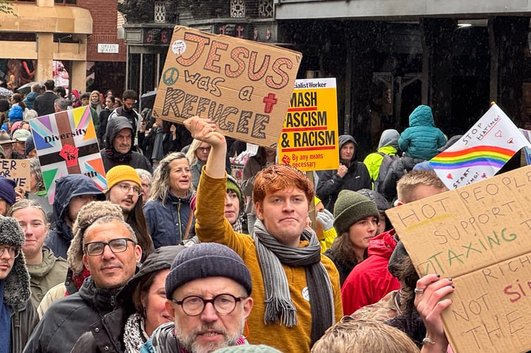 Jesus was a refugee read one of the Exeter is for Everyone placards. AQ 8710